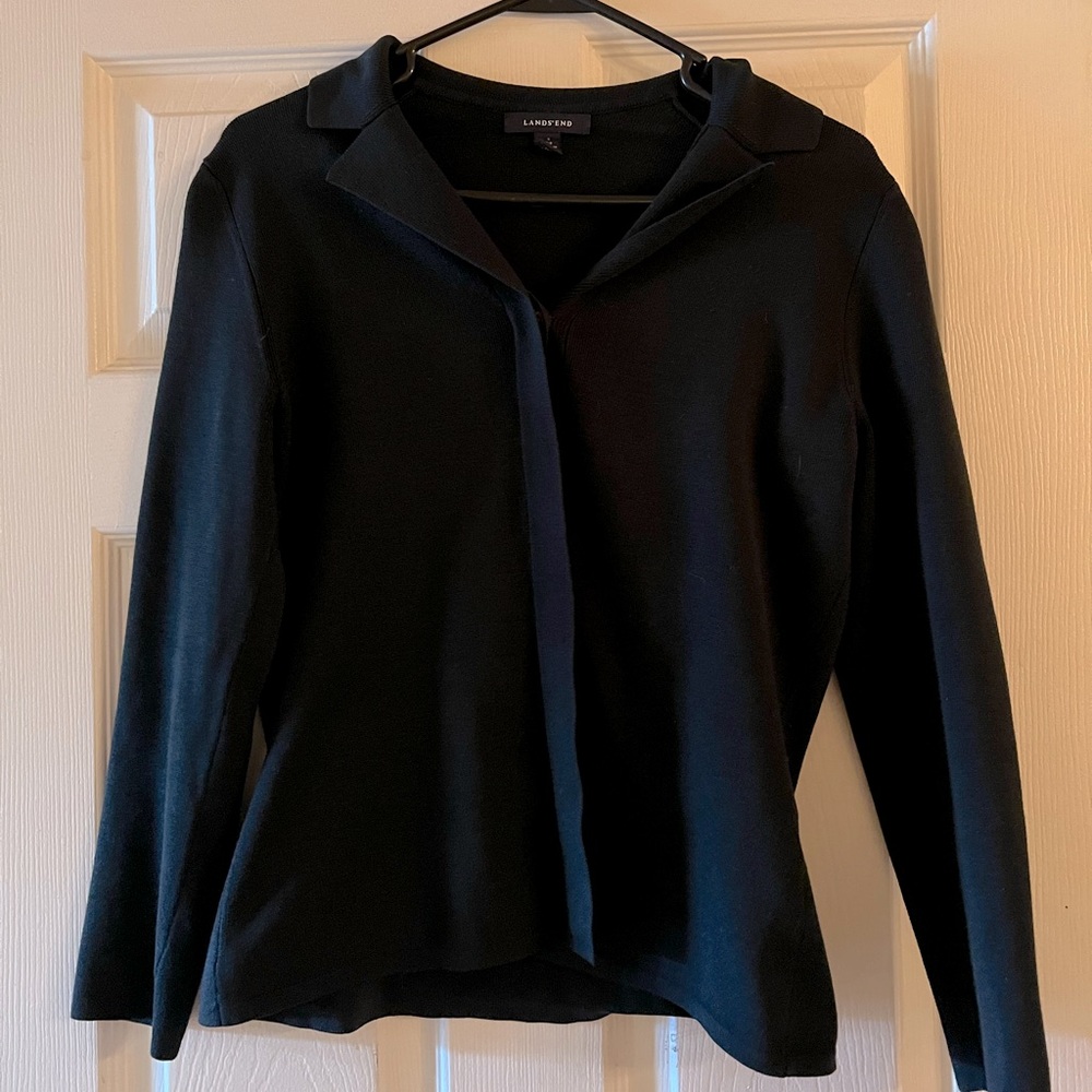 Lands’ End Black Cardigan Sweater